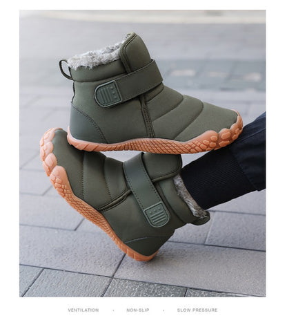 Kids 2025 New Wide Toe Barefoot Snow Boots Boys Girls Winter Minimalist waterproof Sneakers Girls Boys Non-Slip Warm Snow Boots