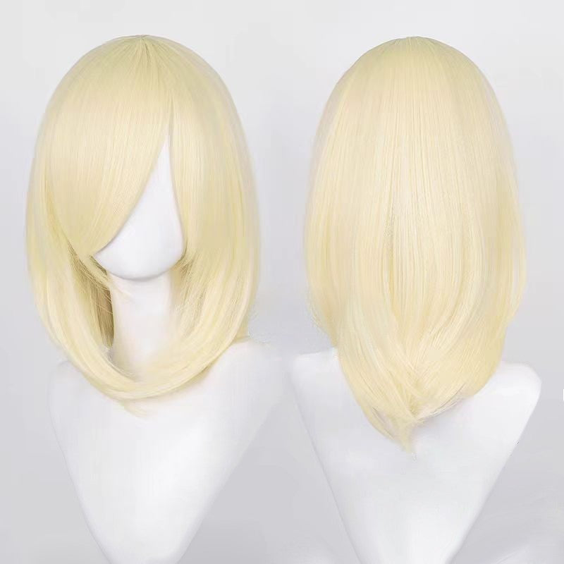 Perucas de Cosplay Multicoloridas 40cm Curtas Retas Masculinas Perucas Sintéticas Resistentes ao Calor para Cosplay de Anime e Festas de Halloween