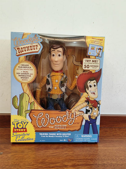Bonecos de Ação Woody Disney Pixar Toy Story 40cm com Som de Filme em Inglês, Boneco de Personagem, Vaqueiro de Pano, Presente de Aniversário para Crianças