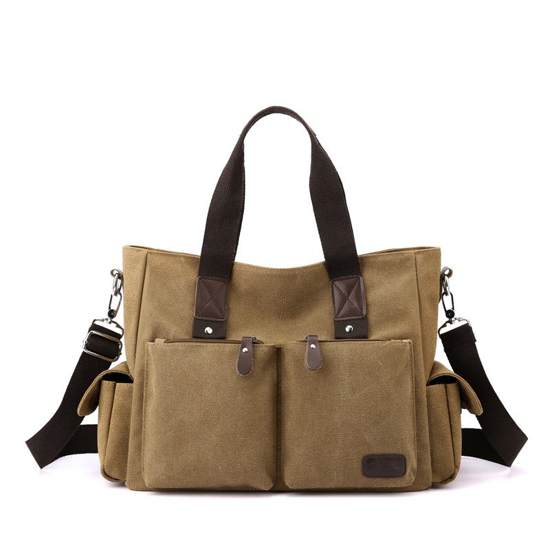 Canvas retro crossbody bag, handbag commuting bag, shoulder bag, work bag, large capacity handbag