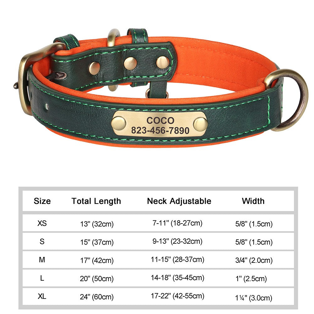 Coleira de Cachorro Personalizada com Gravação Grátis em Couro PU para Cães Pequenos, Médios e Grandes