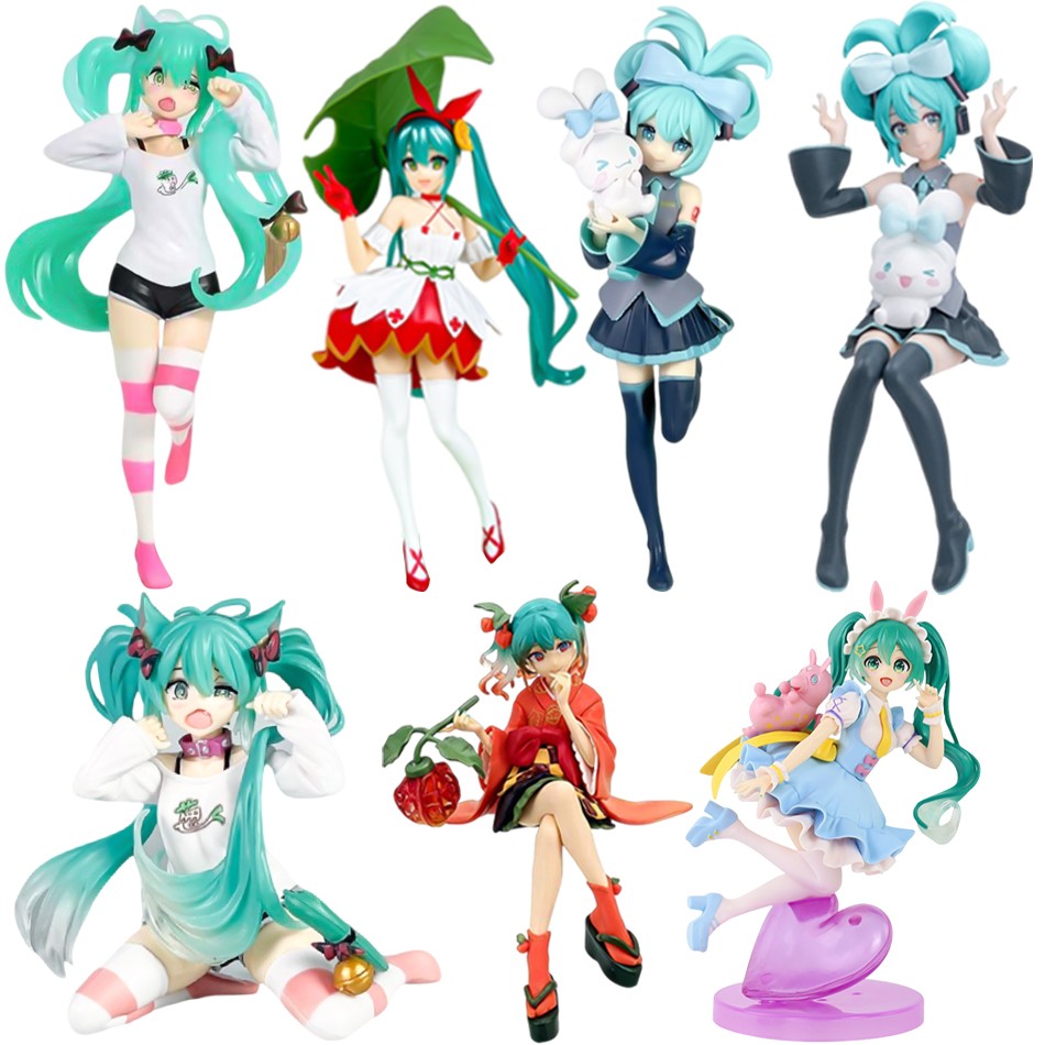 Anim Hatsune Miku Sitting Posture Figure Cat Ear Hatsune Model Desktop Decor Collectible Toy Gift for Fans Japanese Kawaii Otaku