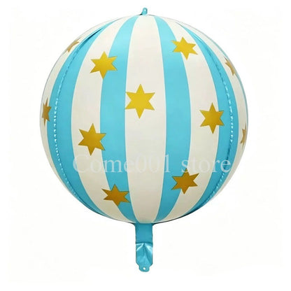 Merry Christmas Round Foil Balloons StripedStar Festive Ballons Party Birthday Home Decoration Supplies
