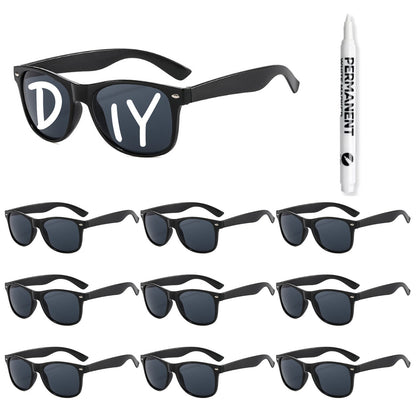 100-10Pcs DIY Wedding Sunglasses Personalised Heart Sunglasses with Pen Bachelorette Party Glasses Bridesmaid Gifts for Guests