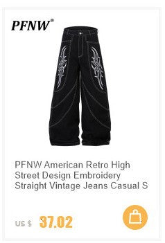 PFNW High Street Drawstring Zipper Sliced Wide Leg Cargo Pants Msn's Casual Loose Straight Trousers Loose Denim Pants 28W5963