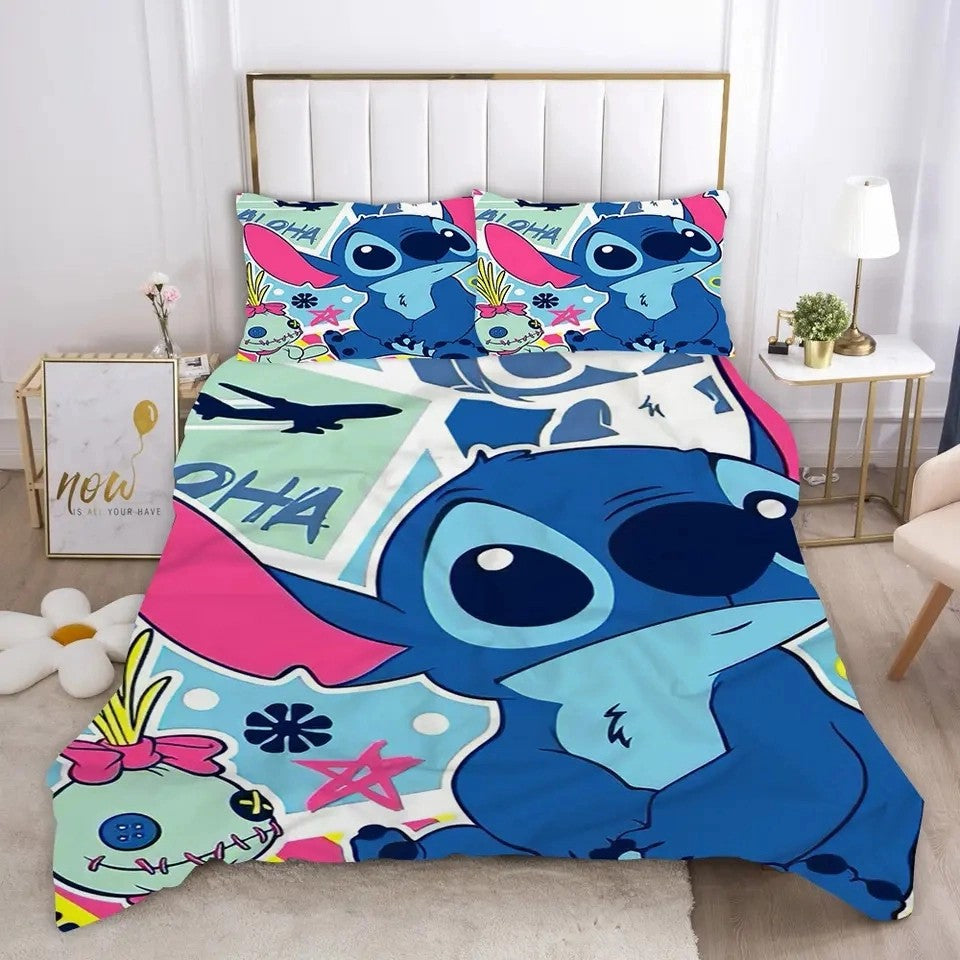 Stitch 3-Piece 1 Quilt Cover One Piece Bedding Set Comforte Luxus  Exquisite Birthday Gift 100% Polyester Home Decor