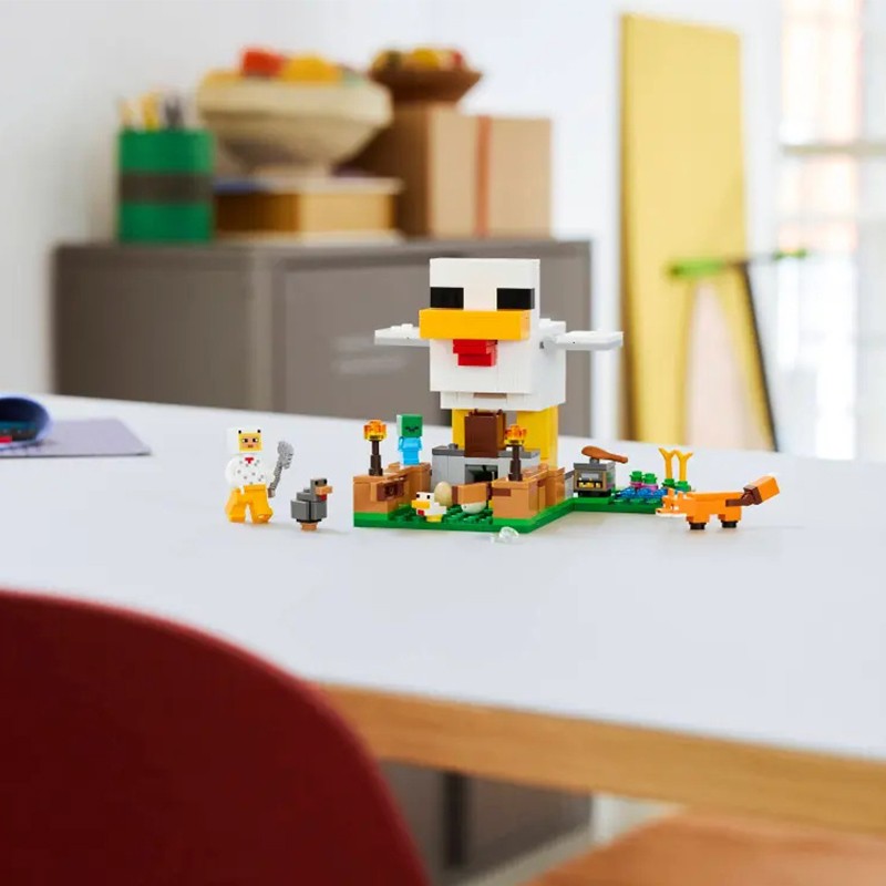 Lego Minecraft Série 21585 Fazenda de Galinhas Quebra-Cabeça Infantil Montar Blocos de Construção Brinquedo de Presente