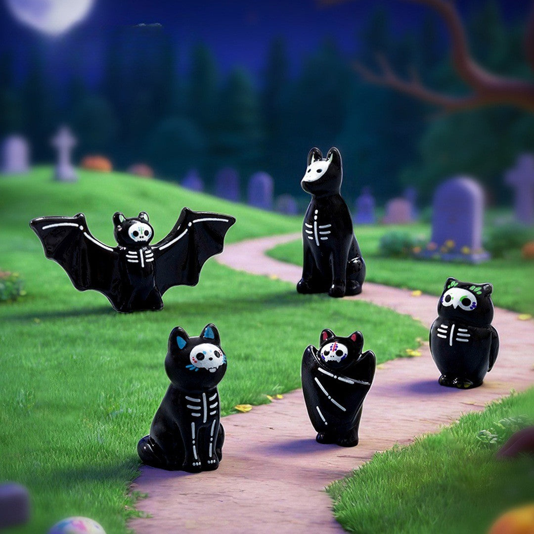 10-100pcs Halloween Mini Funny Ghost Owl Bat Figurine Desktop Decoration DIY Accessories Resin Micro Landscape Home Decorations