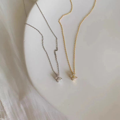 LGKGL Colar de Prata Esterlina 925 Banhado a Ouro 18K com Zircônias Brilhantes em Formato de Flor para Mulheres e Meninas Joias Exquisitas para Festas Presentes