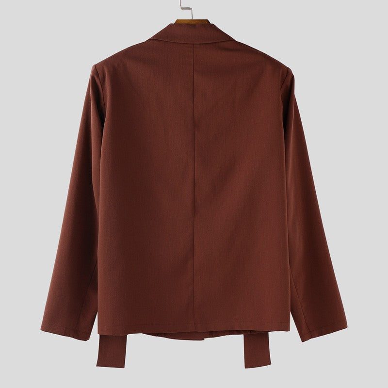 INCERUN Men Blazer Solid Color Lapel Long Sleeve Button Male Suit Streetwear Elegant 2025 Fashion Casual Thin Coats Men Blazer