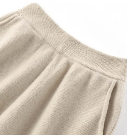 High Waist Wide Leg Woolen Pants Women's Loose Casual Black Long Trousers Autumn Fashion Elegant Commuting Style