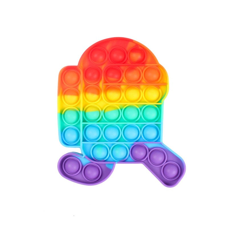 1-5PCS Rainbow Silicone Decompression Toys Cute Styles Bubble Finger Game Stress Relief Squeeze Sensory Toys Fun Party Favors