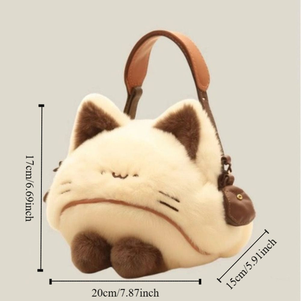 Fashion Furry Plush Kitten Handbag High Appearance Level Soft Cat Clutch Bag Adorable Crossbody Bag Girl's Gift