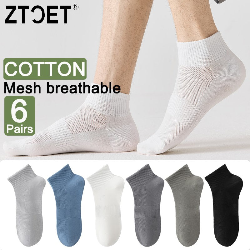 6Pairs Men Socks Combed Cotton Mesh Breathable Odor proof and antibacterial Spring Summer for Male sock New High Quality Man