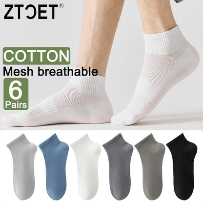 6Pairs Men Socks Combed Cotton Mesh Breathable Odor proof and antibacterial Spring Summer for Male sock New High Quality Man