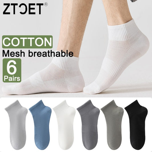 6Pairs Men Socks Combed Cotton Mesh Breathable Odor proof and antibacterial Spring Summer for Male sock New High Quality Man