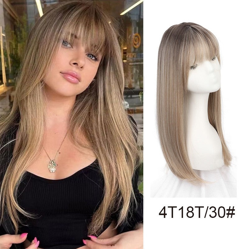 Aplique Capilar Feminino Sintético com Franja - Extensão de Cabelo Fina e Respirável Loira, Topper Capilar para Mulheres, Peruca de Cabelo Falso