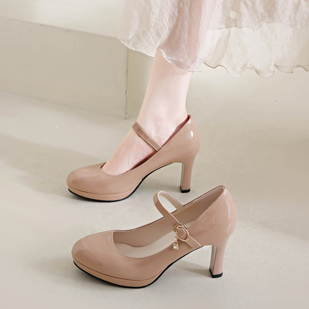 2025 Women's Black High Heels Spring Casual Shoes Women's High Heels Solid Color Wedge Shoes Plus Size High Heels Size 34-42