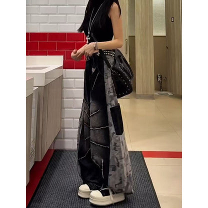 Women's Black Jeans Harajuku Y2k 90s Aesthetic Baggy Denim Trousers Korean Straight Jean Pants 90s Vintage 2000s Trashy Clothes