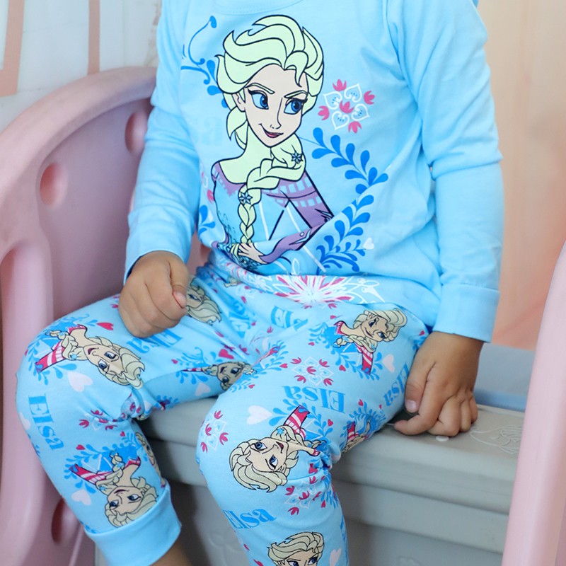 New Spring Autumn Children's Clothing Sets girl Sleepwear Clothes Kids Pajamas Set Baby Girls Cotton Anna Elsa Cartoon Pyjamas