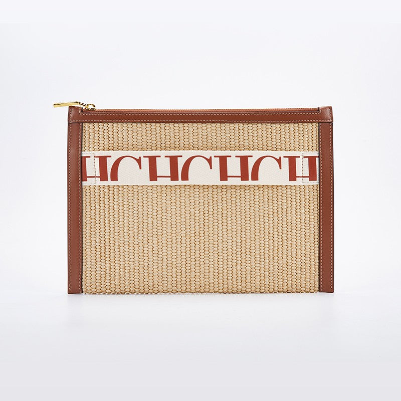 CHCH Handmade Woven Clutch Bag Ribbon Embellished Niche Style Clutch Bag