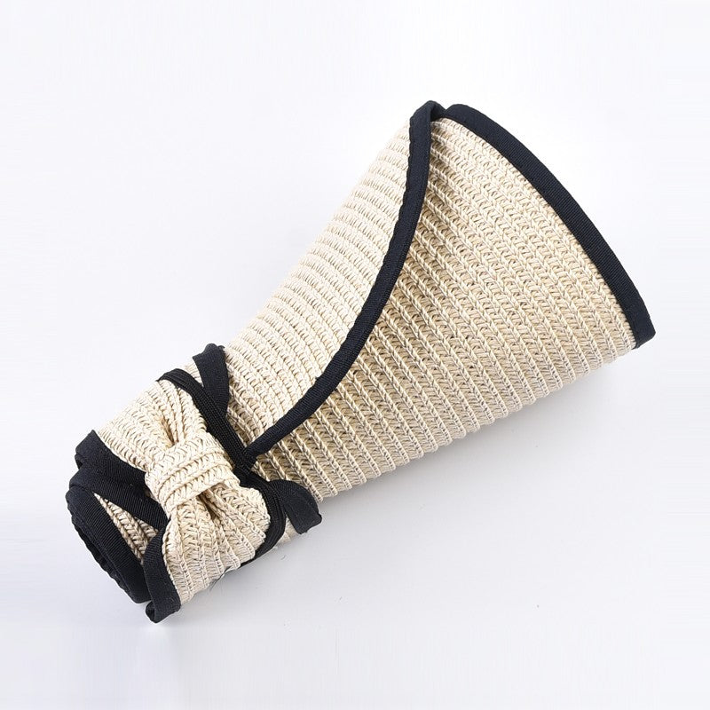 Summer Empty Top Straw Hat For Women Foldable Wide Large Brim Bowknot  Sun Hat Travel Beach UV Protection Caps
