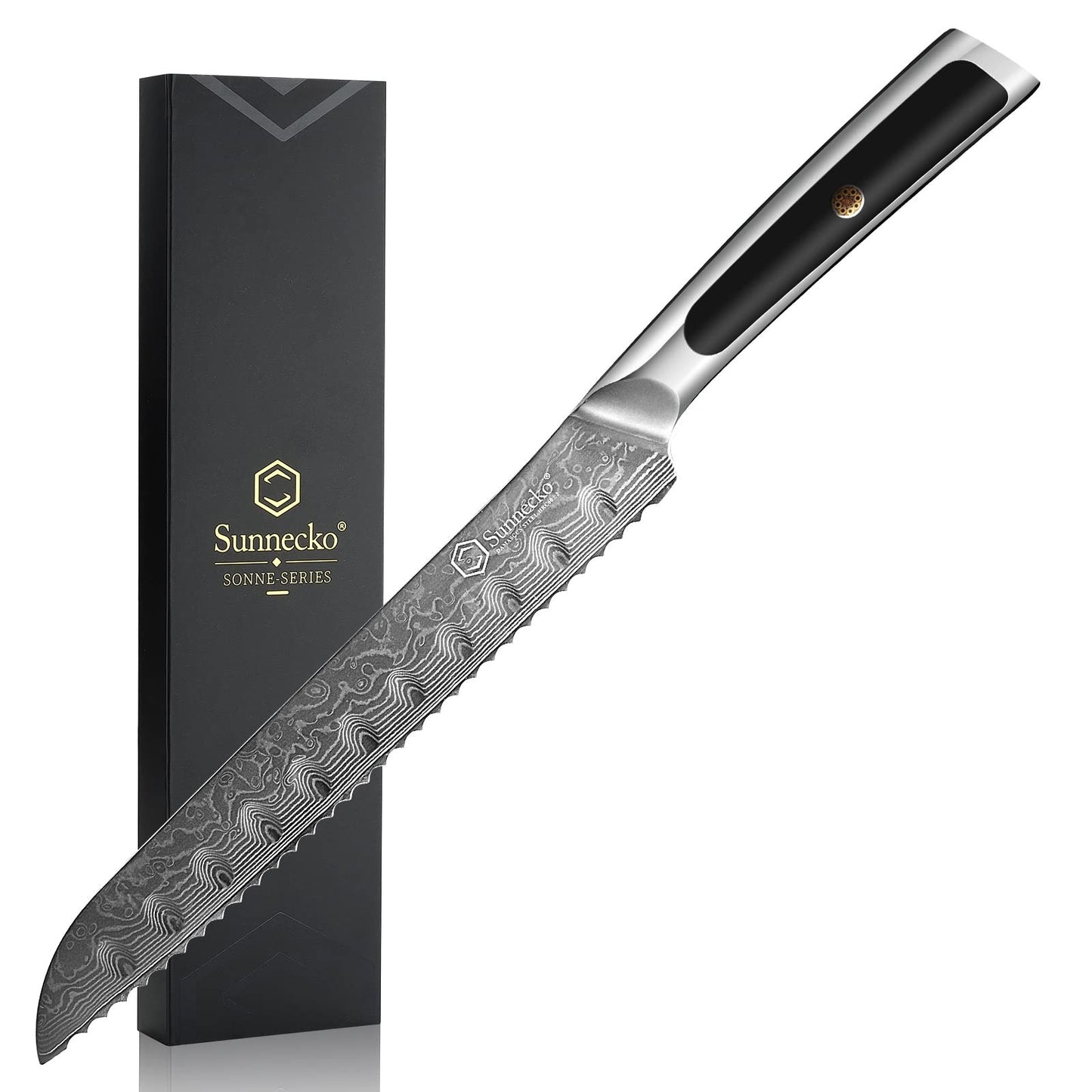 Facas de chef Sunnecko Damascus 1-7 peças/conjunto Faca de corte de carne de aço VG10 de alto carbono Faca de cozinha de corte utilitária ultra afiada