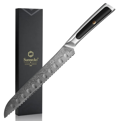 Facas de chef Sunnecko Damascus 1-7 peças/conjunto Faca de corte de carne de aço VG10 de alto carbono Faca de cozinha de corte utilitária ultra afiada