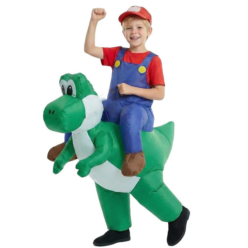Adult Kids Plumber Costume Dinosaur Inflatable Suit Halloween Cosplay Party Performance Outfit Holiday Dance Parties & Carnival