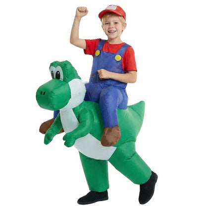 Adult Kids Plumber Costume Dinosaur Inflatable Suit Halloween Cosplay Party Performance Outfit Holiday Dance Parties & Carnival