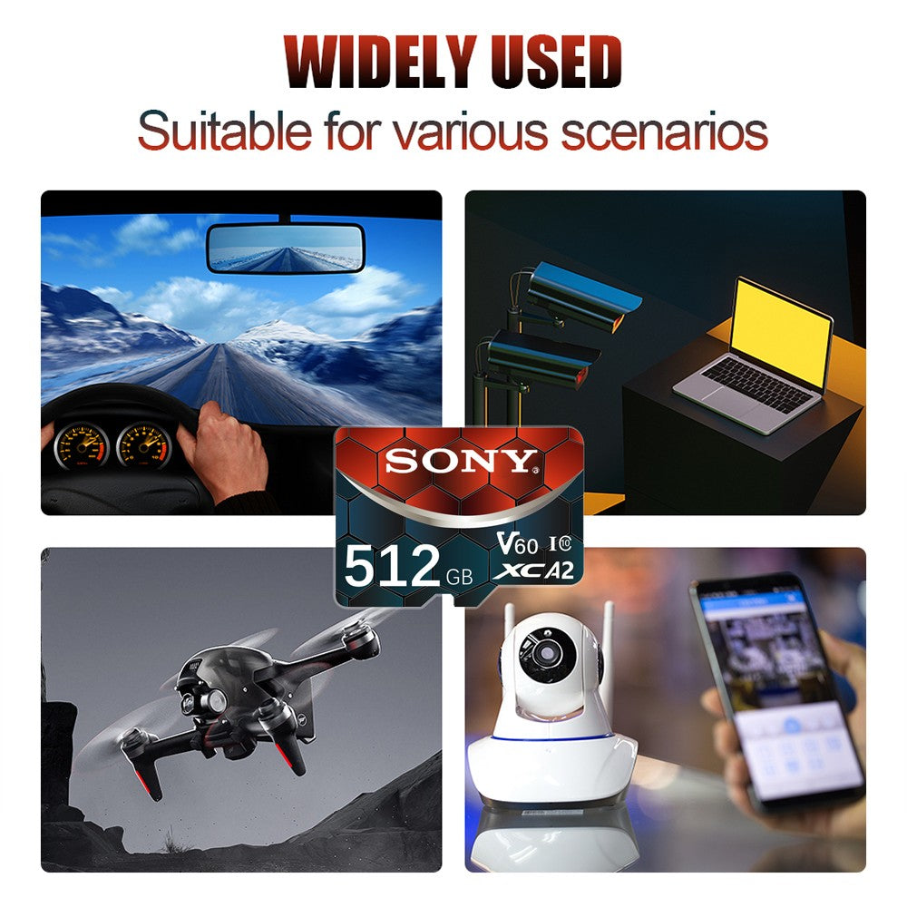 Cartão Micro SD SONY TF 2TB 1TB 512GB 128GB 64GB Memória Flash Classe 10 para Celulares VANT com Leitor de Cartão incluso