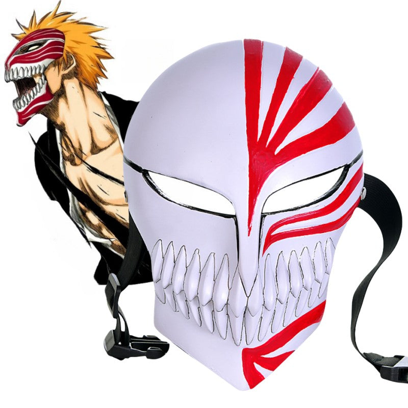 Anime Bleach Kurosaki Ichigo Mask Cosplay Prop Ichigo Hollow Masks Halloween Party Costume Thickened Resin Material High Quality