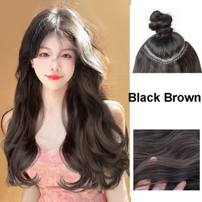 Apliques De Cabelo Sintético Em Formato V, 22 Polegadas, Com 4 Clipes, Uma Peça, Cachos Longos, Ondas, Para Mulheres