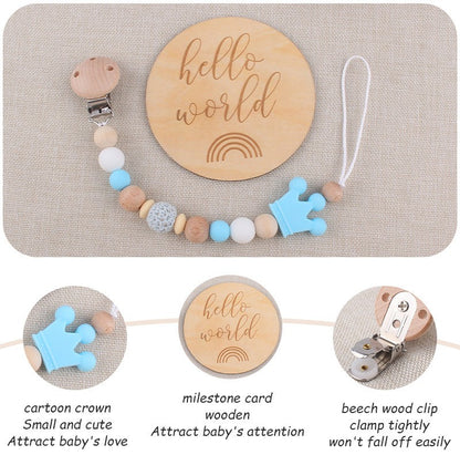 Baby Soother Nipple Clip Infant Dummy Holder Strap Pacifier Chain Silicone Beads for Baby Chew Toy Teether Teething BPA Free