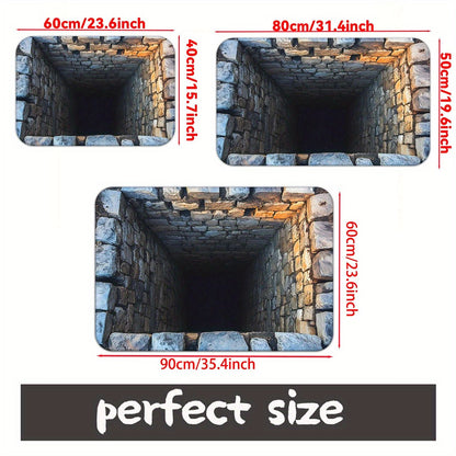 Stone Tunnel Illusion Mat: Add Depth to Your Entryway | Creative Doormats | 3D Visual Effects Flooring Skid resistant carpet
