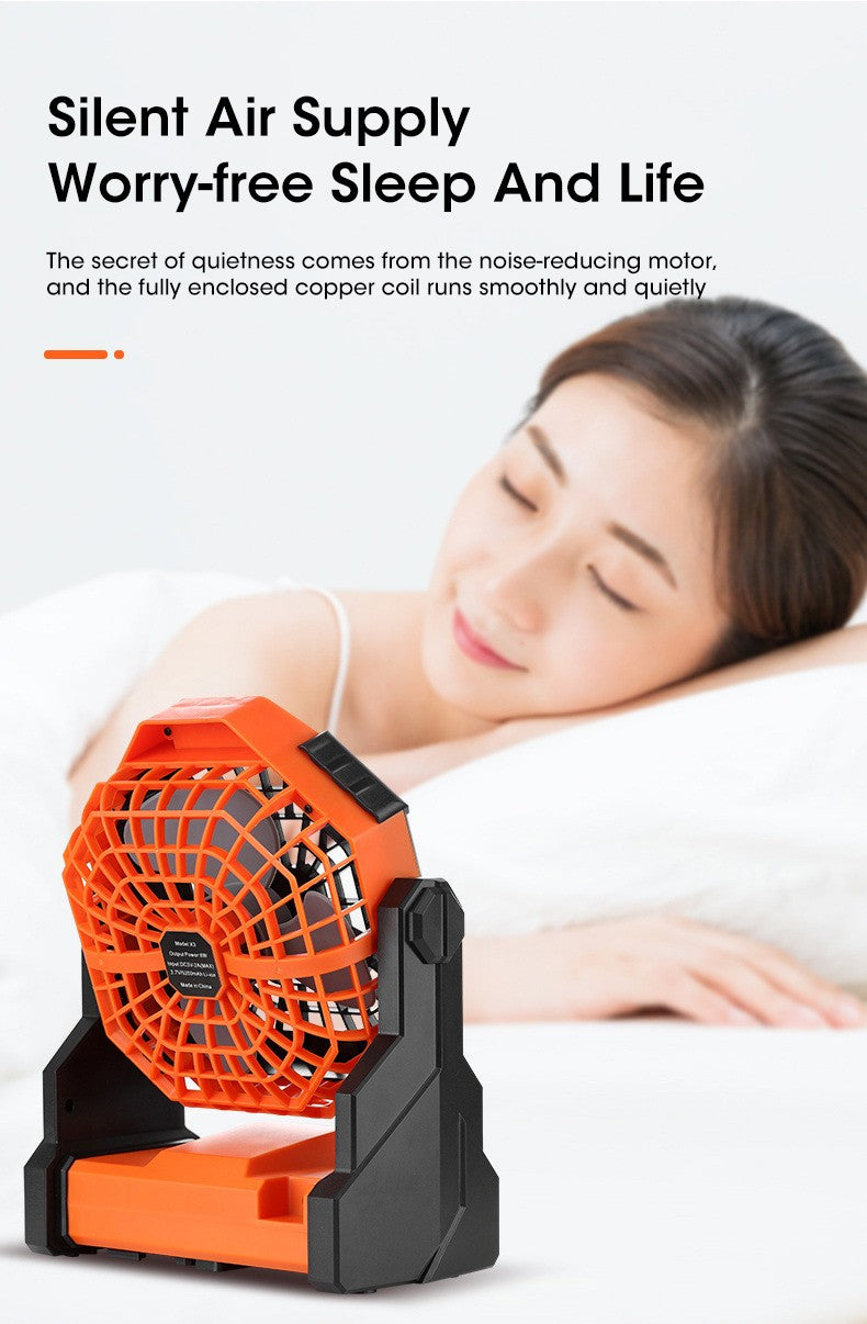 2024 New 7800 mA High-Capacity Portable Fan Rechargeable Desk Camping Fan with LED Light and Hook Outdoor Fan for Tent Car Trip