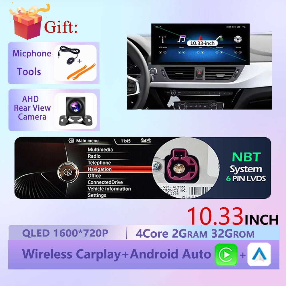 Estéreo Touchscreen Wireless CarPlay Android 15 Para BMW Série 1 F20 F21 F22 F23 2016 - 2023 Sistema NBT/EVO WiFi GPS 4G F6NAVI