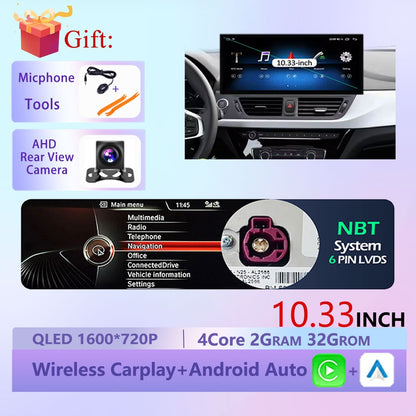 Estéreo Touchscreen Wireless CarPlay Android 15 Para BMW Série 1 F20 F21 F22 F23 2016 - 2023 Sistema NBT/EVO WiFi GPS 4G F6NAVI