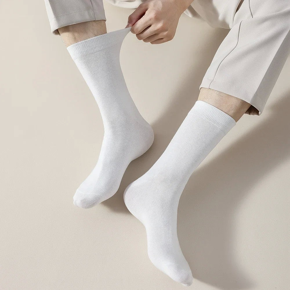 6 Pairs EUR44-50 Plus Size Men Socks High Quality Cotton Socks Breathable Mid Tube Sports Business Socks Black White