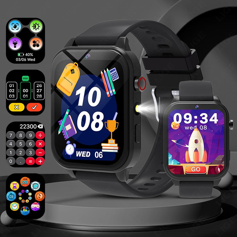 2025 New Children Smart Watch Alarm Clock LED Flashlight Waterproof Kid Watches HD Camera Take Photo Puzzle Game Smartwatch Girl