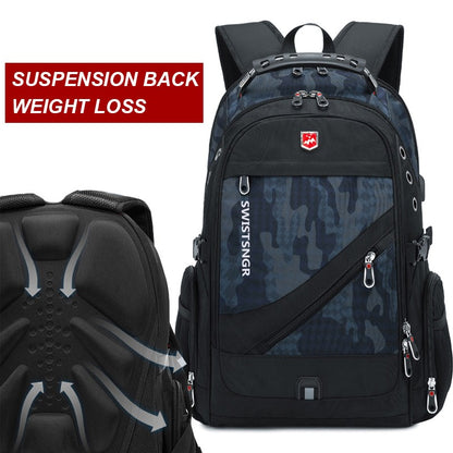 Mochila Masculina Antifurto Impermeável para Notebook de 17 polegadas com Carregamento USB, Mochila de Viagem de Negócios e Escolar Masculina