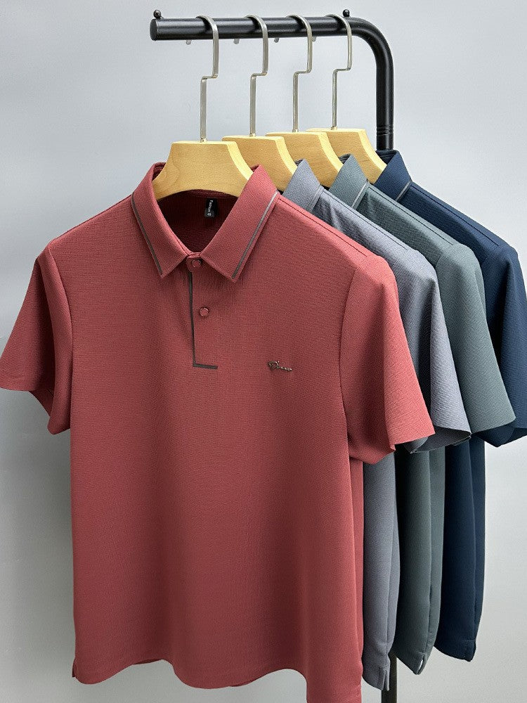 High end luxury brand fashion hot diamond short sleeve Advanced printed POLO shirt summer new Korean version men's lapel T-shirt