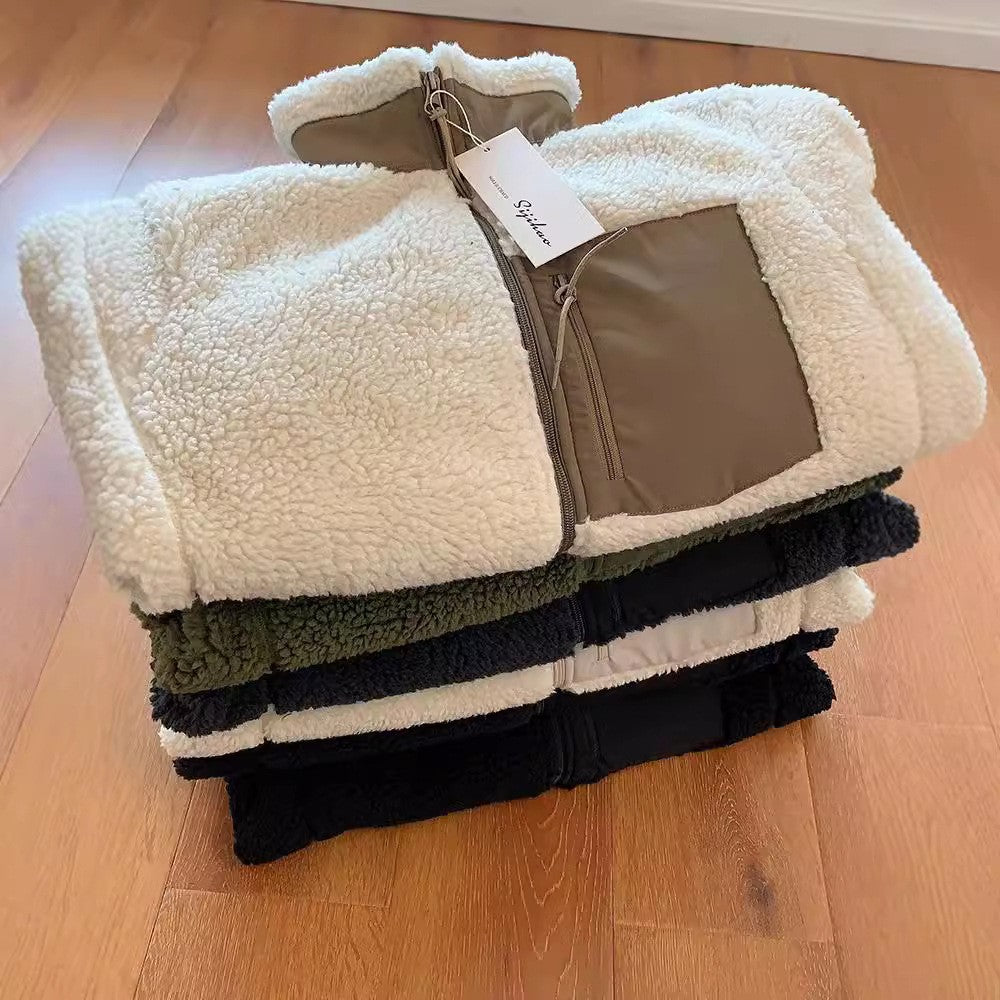 Motorcycle Outdoor Fleece Jacket For Men/Women Double Sided Fleece Thickened Plush Rider Cycling Suit Lamb Wool Windproof Jacket