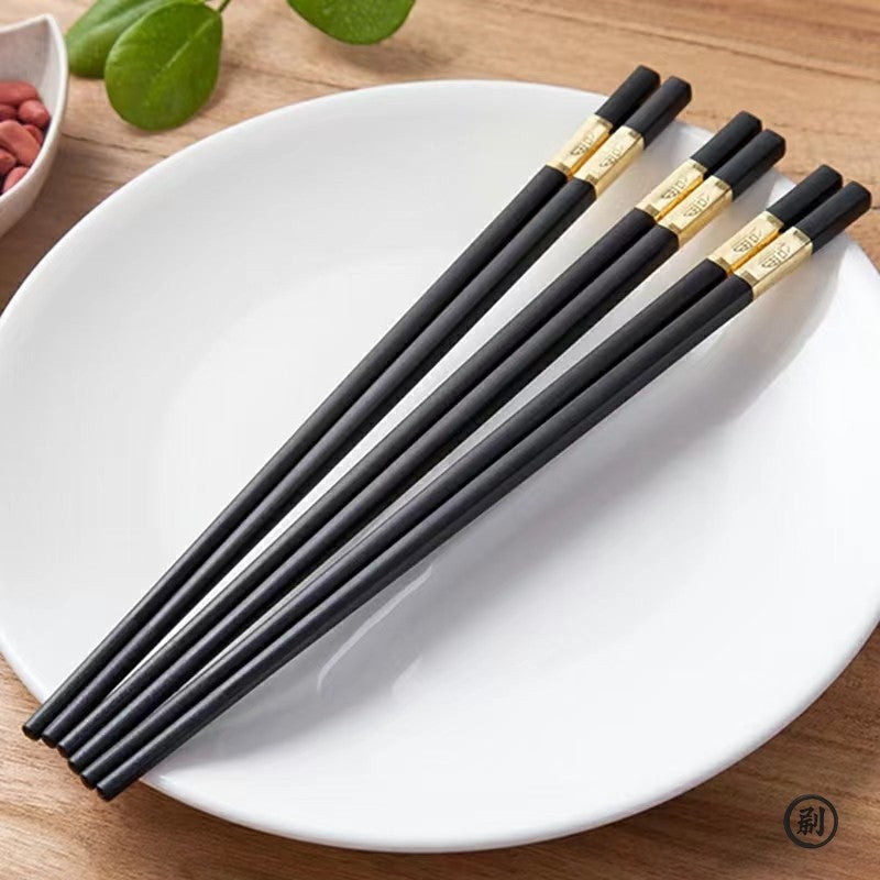 5 Pares de Hashis Reutilizáveis de 24cm, Antiderrapantes, Palitos de Sushi, Conjunto de Hashis Coreanos, Japoneses, Chineses de Madeira