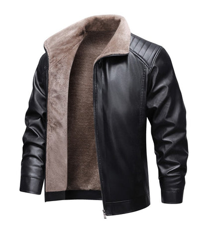 Winter Fleece-lined Leather Jacket Men 2025 New Coat Men's Top Windproof Leisure Mens Streetwear Zipper Retro Moto Biker Jackets