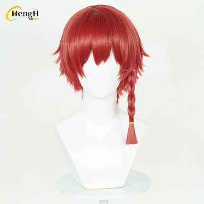 2 Estilos Anime Kurona Ranze Cabelo Sintético Curto 30cm Trança Vermelha Perucas Cabelo Resistente ao Calor Festa de Halloween Cosplay Perucas de Anime