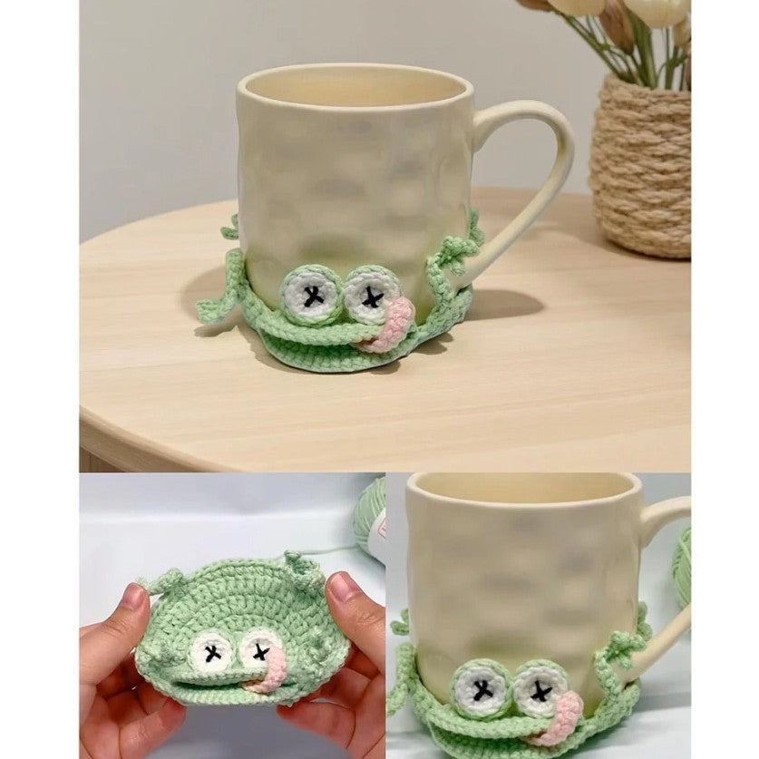 Funny Crochet Animal Coaster Finished Handwoven Coaster Coffee Cup Decor Gift