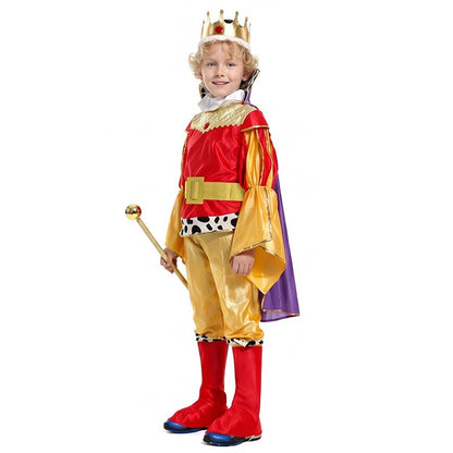 Boy King Prince Role Playing Costume Royal Set Prince Crown Cloak Halloween Birthday Makeup Party Gorgeous Dress Up No scepter