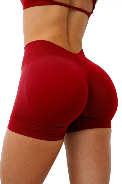 Women Seamless Yoga Shorts Fitness Scrunch Butt Gym Shorts Booty Running Training V Waist Sports Shorts Workout Short Leggings