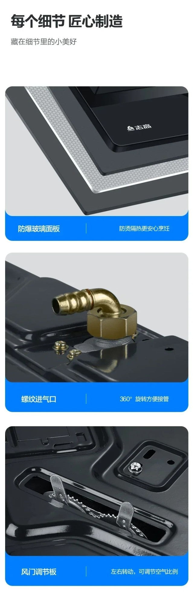 Energy-Saving Gas Cooker with Powerful Flame, Single Burner Natural Gas Cooktop for Home Kitchen AF